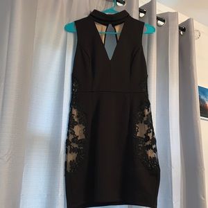 Black cocktail dress with lace detail size small